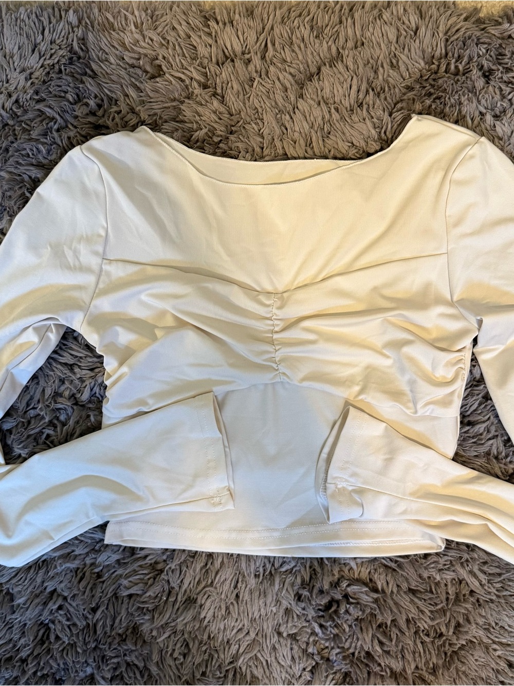 H&M Cream Ruched Long-Sleeve Top